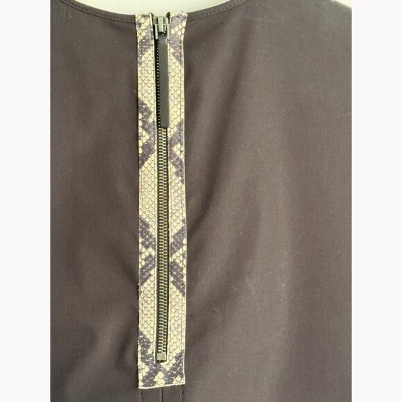 Helmut Lang Womens Black Leather Trim Python Accent Top Size M Quiet Luxury Edgy - Picture 4 of 11